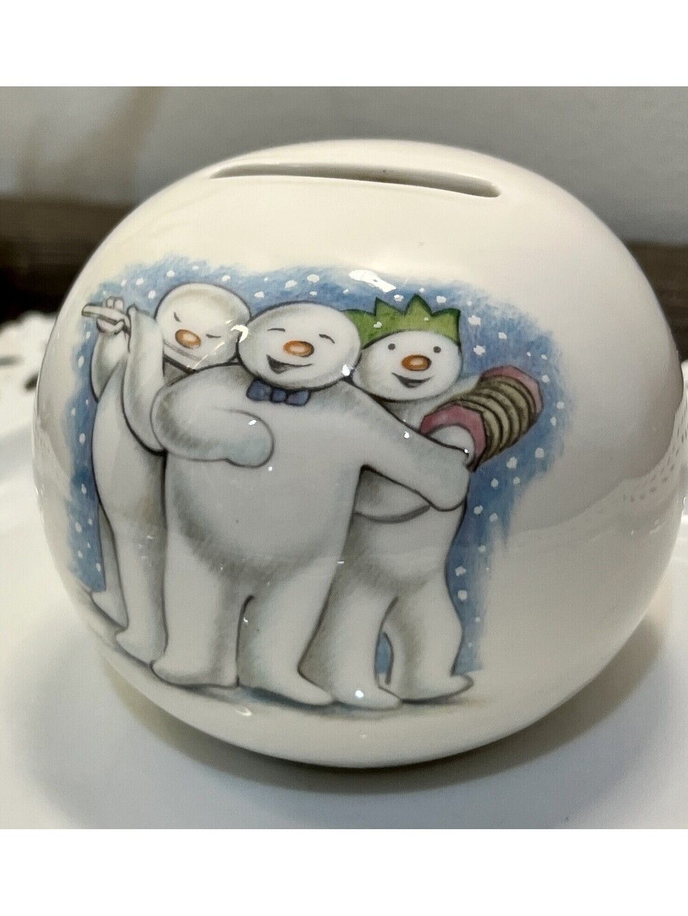 VINTAGE 1985 Royal Doulton Briggs Snowman Snowball Gift Money Box/Bank Christmas